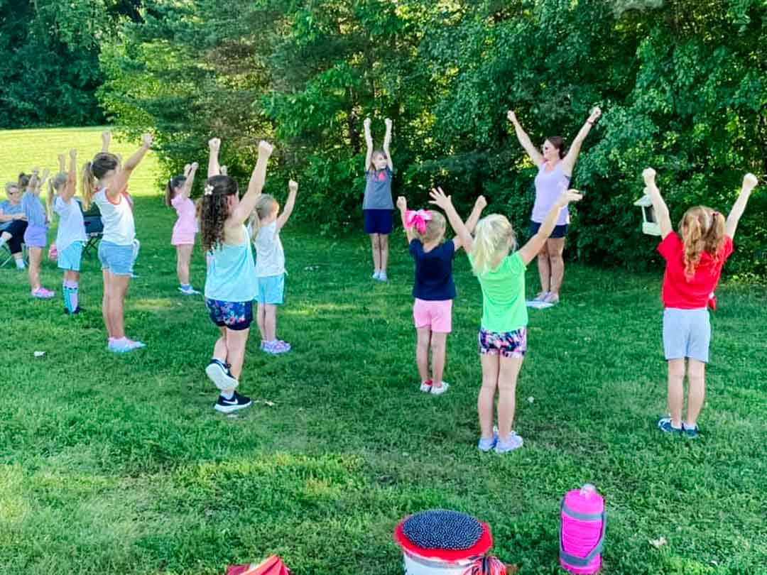 Youth Cheerleaders Practicing
