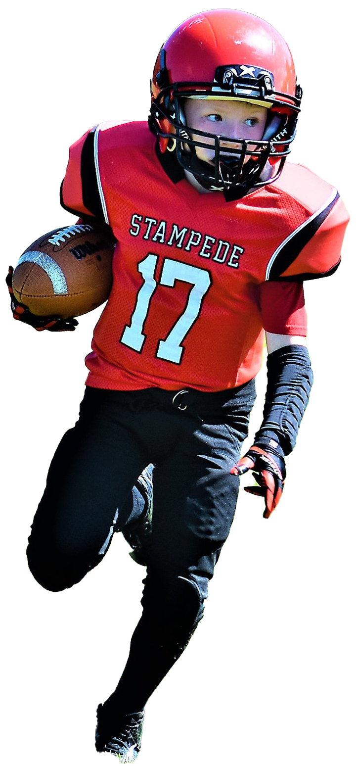 Holly Stamped Youth Football Player Running with football Holly High School